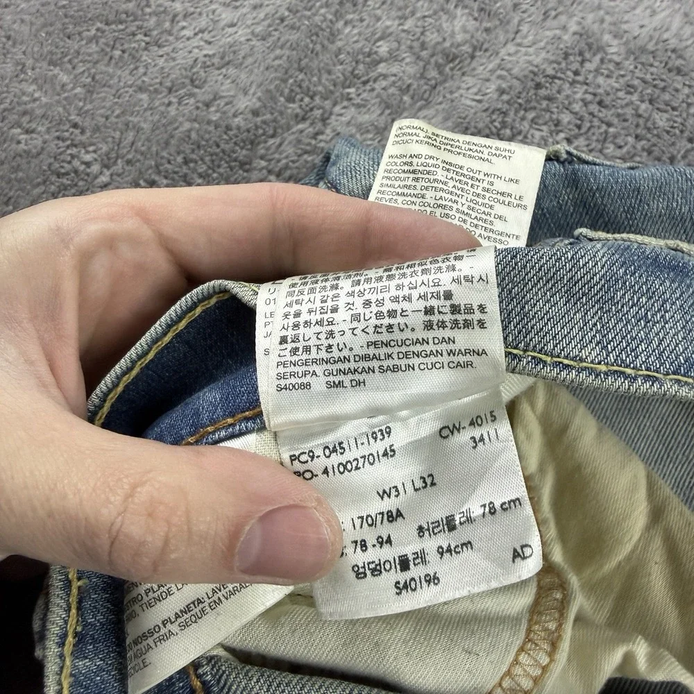 Levis Straight Leg Jeans Mens‎ 34x31 Blue Light Wash Denim Low Rise